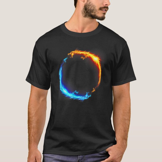 Camiseta Dragón de fuego y hielo frente al círculo de equil (Anverso)