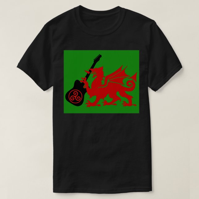 Camiseta Dragón de guitarra celta galesa (Diseño del anverso)