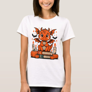 Camiseta Dragón de Halloween con libros