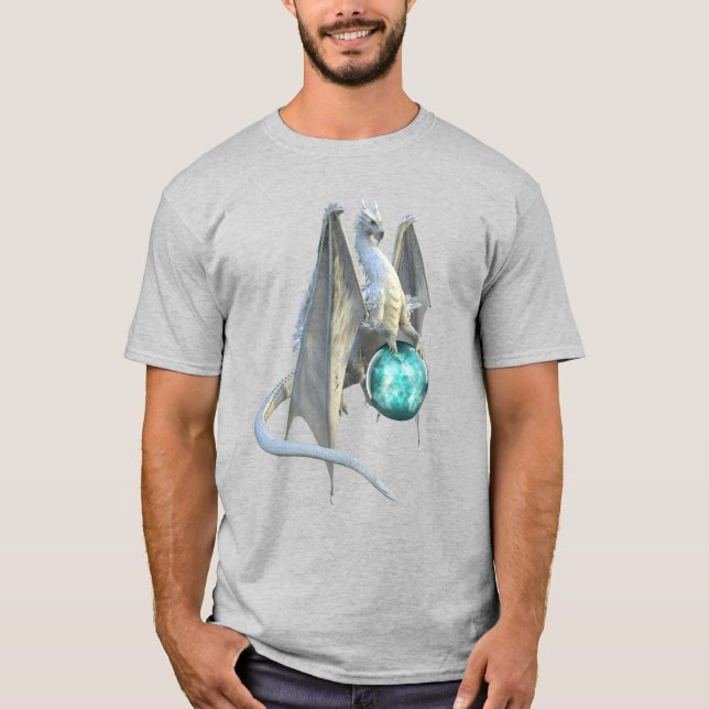 Camiseta Dragón de Invierno Blanco Hielo con Esfera (Anverso)
