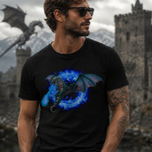Dragón de llama azul que respira fuego