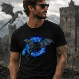 Camiseta Dragón de llama azul que respira fuego