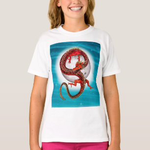 Camiseta Dragón de Luna Roja Arte de Fantasía Celestial