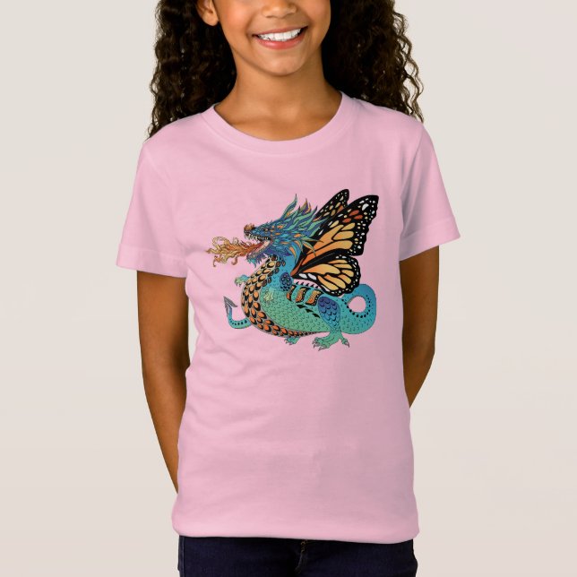 Camiseta Dragón de mariposa del monarca respirador de fuego (Anverso)