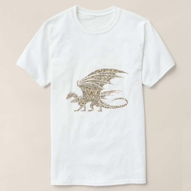 Camiseta Dragón de mosaico asombroso oro (Diseño del anverso)