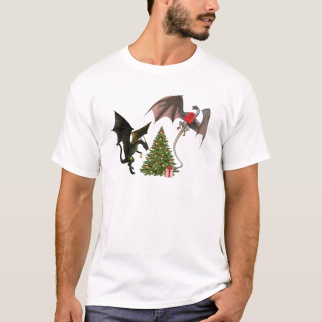 Camiseta Dragón de Navidad Mitológico Fiesta (Anverso)