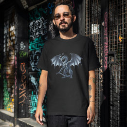 Camiseta Dragón de plata regio sobre negro