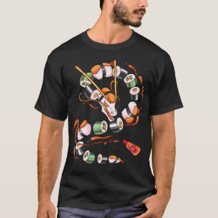 Camiseta Dragón de sushi arroja comida japonesa Kawaii Drag