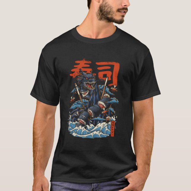 Camiseta Dragón de sushi japonés Maki Sushi rota Anime Food (Anverso)