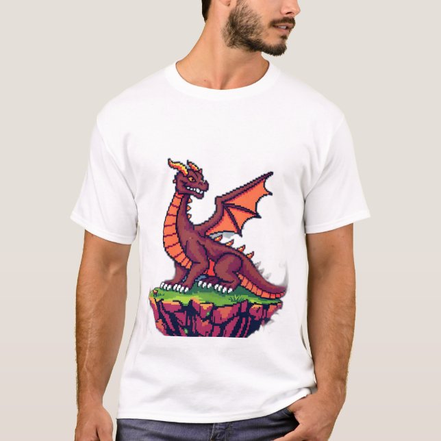 Camiseta Dragón de vintage de Pixel Art (Anverso)