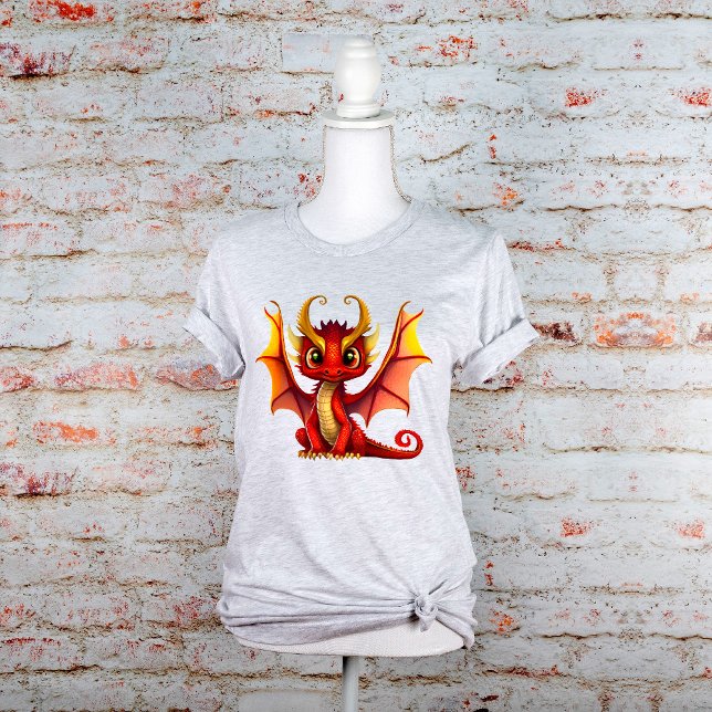 Camiseta Dragón del bebé rojo de ojos grande con gráfico de (Subido por el creador)