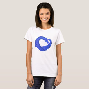 Camiseta Dragón del corazón azul sobre blanco