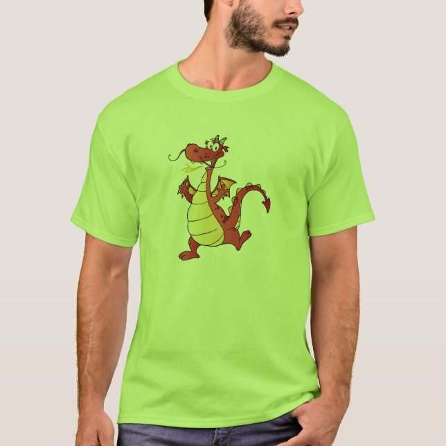 Camiseta Dragón del dibujo animado; Verde (Anverso)