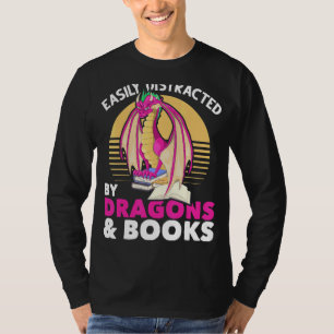Camiseta Dragón del libro de lectura retro Fantasy Dragon