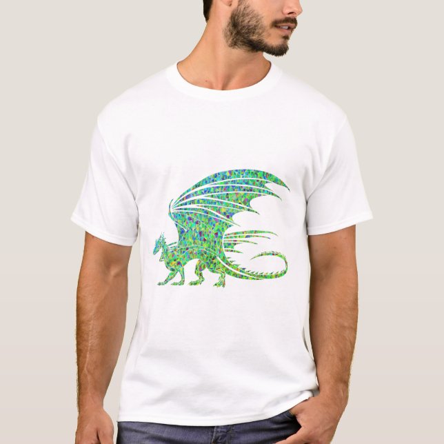 Camiseta Dragón del Mosaico Verde Increíble (Anverso)