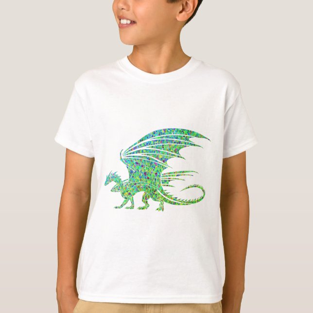 Camiseta Dragón del Mosaico Verde Increíble (Anverso)