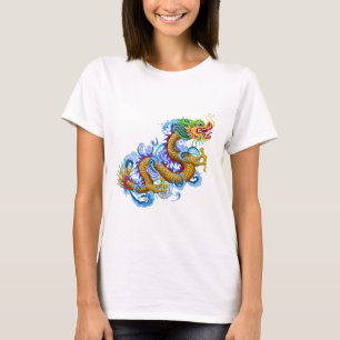Camiseta Dragón del oro con el chapoteo del agua