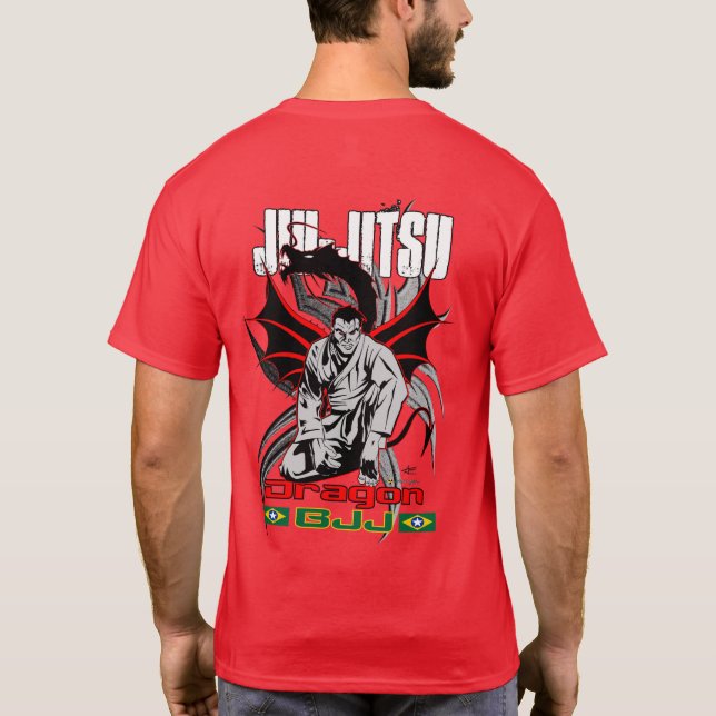 Camiseta Dragón del rojo de Jiu-Jitsu (Reverso)