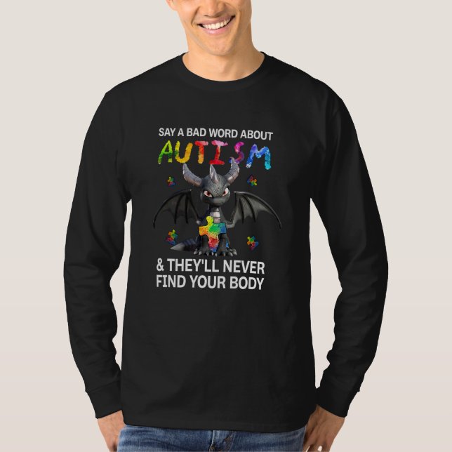Camiseta Dragon dice una mala palabra sobre autismo que nun (Anverso)