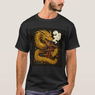 Camiseta Dragón Dorado ataca arte en la pagoda