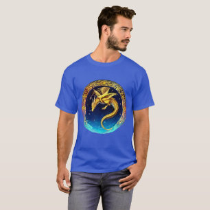 Camiseta Dragón Dorado en Cielo Cósmico