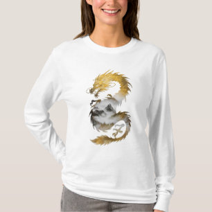 Camiseta Dragón dorado Nebula elegancia mística