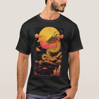 Camiseta "Dragón dorado: Sinfonía del amanecer en la onda d