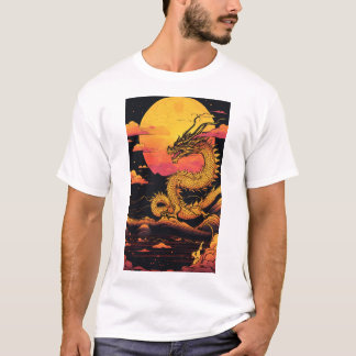 Camiseta "Dragón dorado: Sinfonía del amanecer en la onda d
