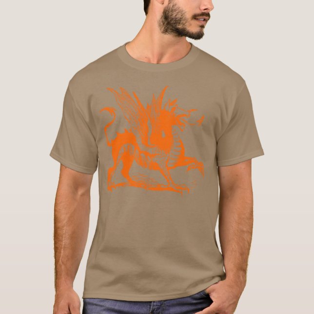 Camiseta Dragon Engraving - Naranja (Anverso)
