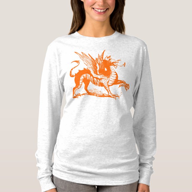 Camiseta Dragon Engraving - Naranja (Anverso)