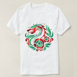 Camiseta Dragón entre flores