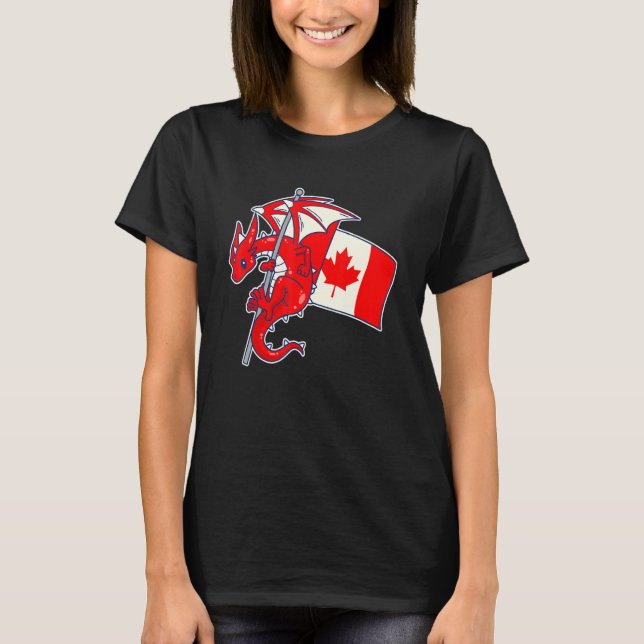 Camiseta Dragón épico con bandera canadiense (Anverso)
