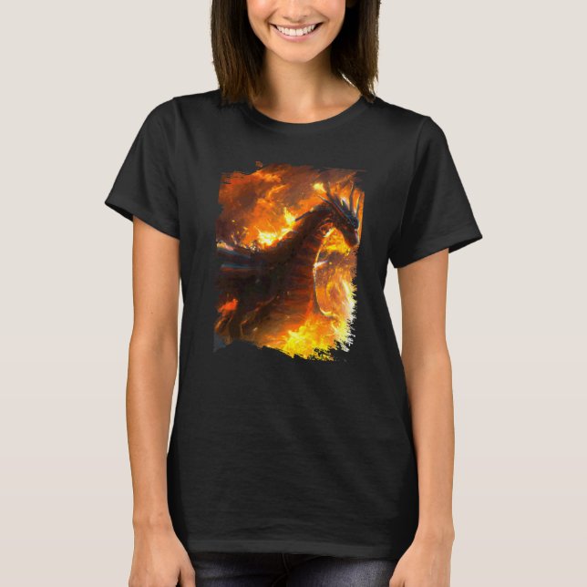 Camiseta Dragón Espacial Echando Fuego (Anverso)