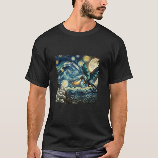 Camiseta Dragón estético japonés de noche estrellada Tokio  (Anverso)