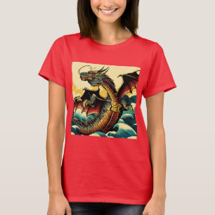 Camiseta Dragón europeo de fantasía - Woodcut 2