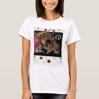 CAMISETA DRAGÓN/FANTASY, MONOGRAMA NEGRO ORO PURPLE
