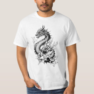 Camiseta Dragon Fantasy Wild Animal Ilustracion Tattoo