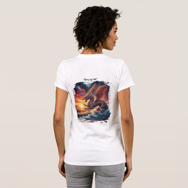 Camiseta Dragón Filipino Ardiente en la Playa (Reverso completo)