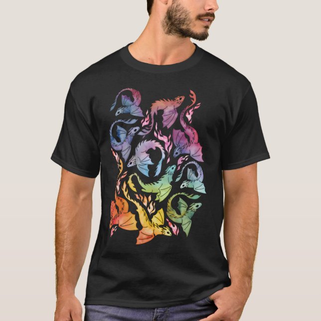 Camiseta Dragon Fire Rainbow oscuro (Anverso)
