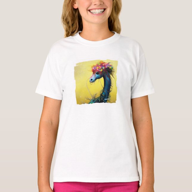 Camiseta dragón floral de fantasía (Anverso)