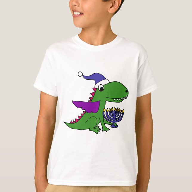 Camiseta Dragón fresco divertido y arte feliz de Menorah (Anverso)