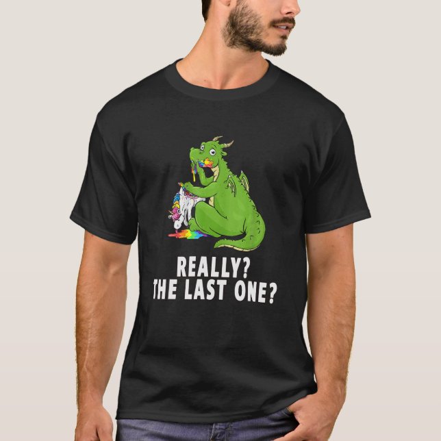 Camiseta Dragón Funny Se Come El Último Unicornio (Anverso)