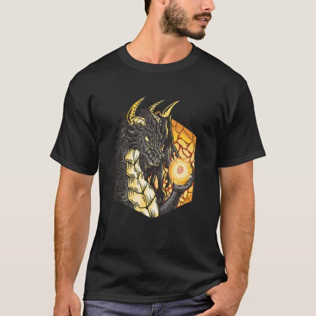Camiseta Dragon Gamer Dungeon Rollo Medieval Hermoso (Anverso)