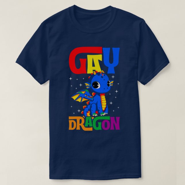 Camiseta Dragón gay, burla, moda y majestuoso orgullo gay L (Diseño del anverso)