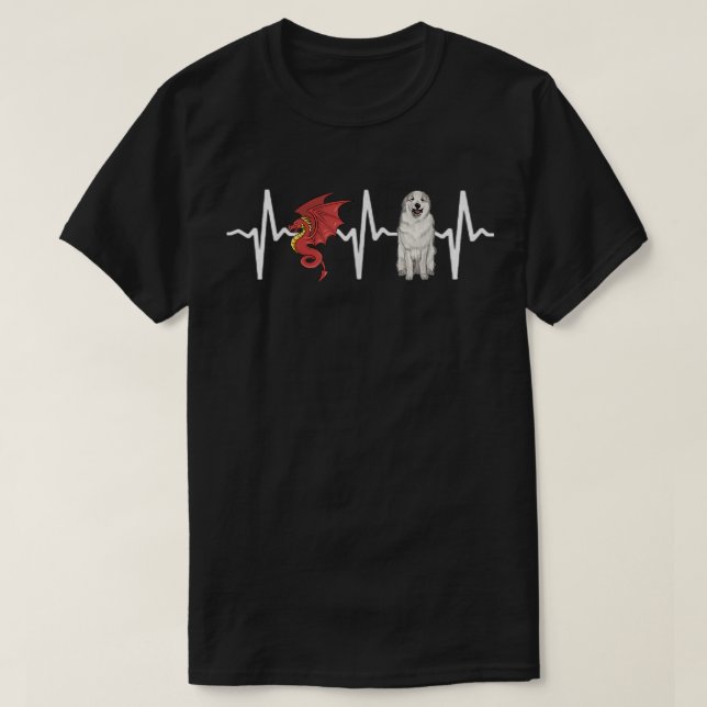 Camiseta Dragon Great Pyrenee Heartbeat Dog Lover  (Diseño del anverso)