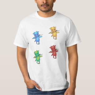 Camiseta Dragon Green Red Blue Fairy Tale Cute Animales Par