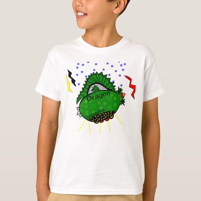 Camiseta Dragon Green Spaceship Stars Lightning Bolts (Anverso)