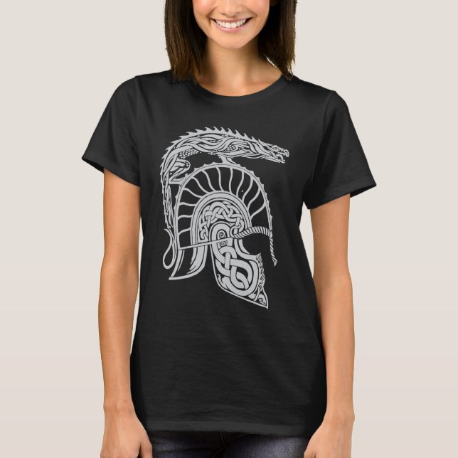 Camiseta Dragon Helm High Fantasy Norse Celtic Viking Greek (Anverso)