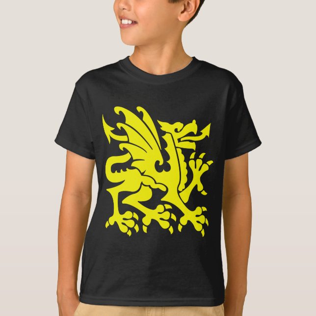 Camiseta Dragón heráldico 01 - Amarillo (Anverso)