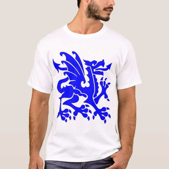 Camiseta Dragón heráldico 01 - Azul (Anverso)